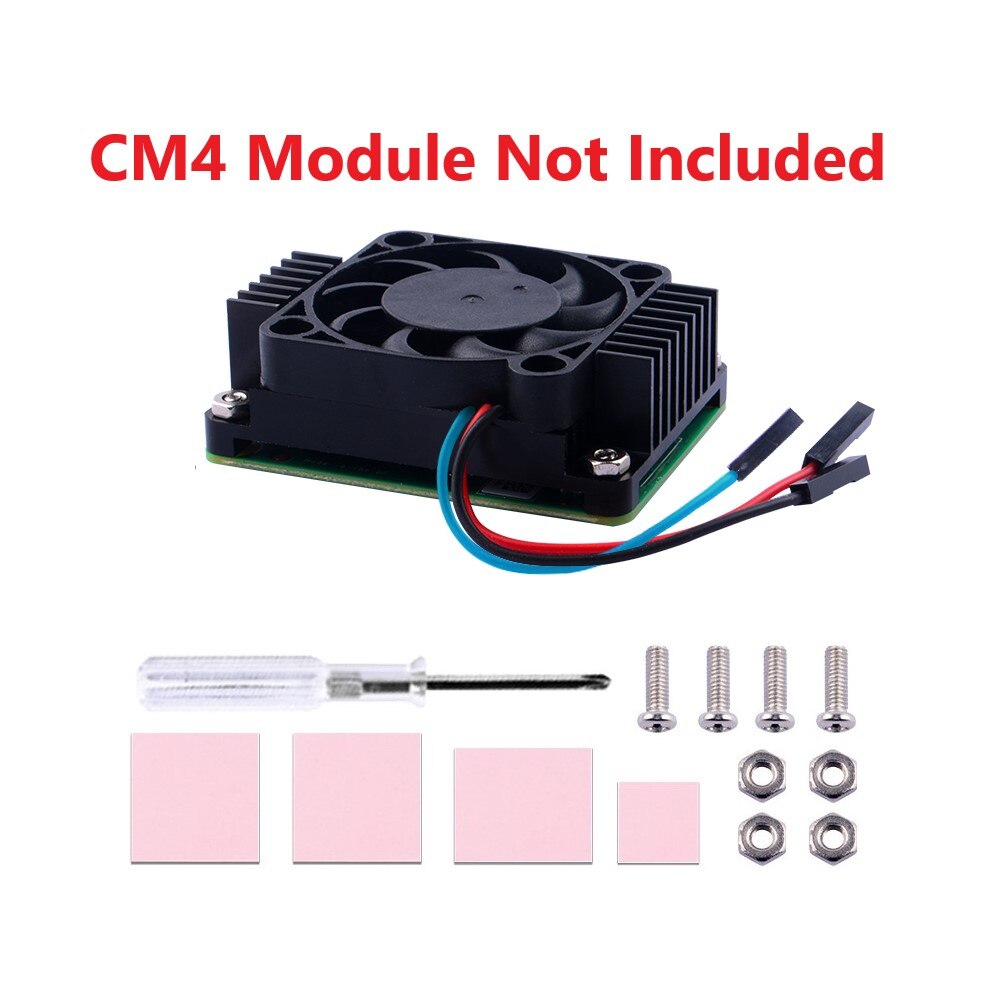 Raspberry Pi Aluminum Alloy CNC Extreme Heat Sink Kit Adjustable Speed Cooling Fan For Raspberry Pi CM4 Module: With Cooling Fan