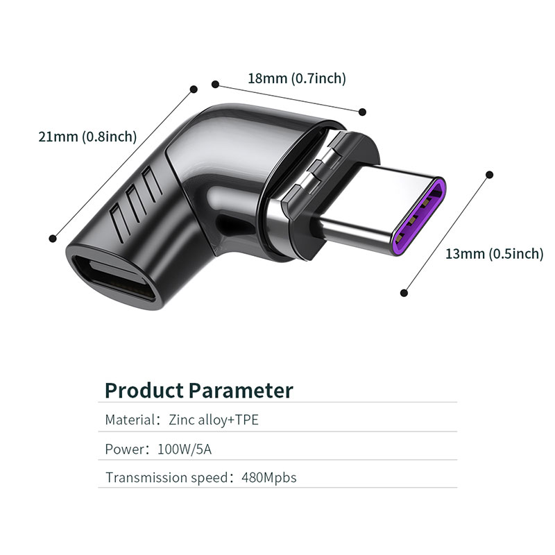 100W Usb C Naar Type C Magnetische Adapter Snel Opladen Magneet Converter Magnetische Kabel Haakse Usbc Connector Voor ipad Macbook