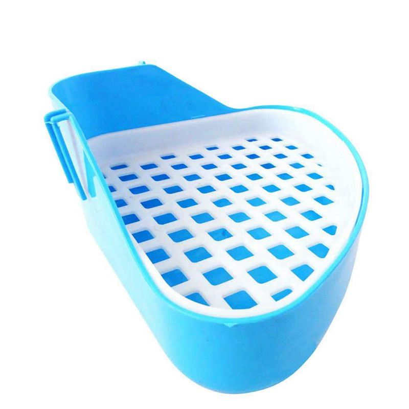 Bandeja de arena para conejo y hámster, esquinero orinal para animales pequeños, azul