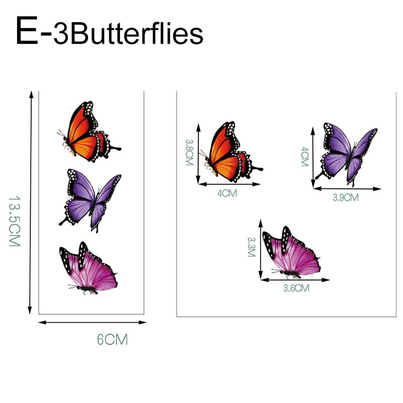 3Pcs/Sheet Butterfly Stickers Diary Sealing Label Sticker Decal Travel Sticker DIY Scrapbooking Diary Planner Albums Decoration: E