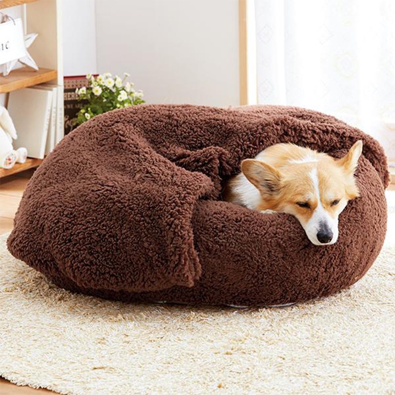 Varm sovende hundeseng fluffy hundeseng kennel aftagelig hund runde dounts senge super blød hvalpepude mat kat reden hondenmand
