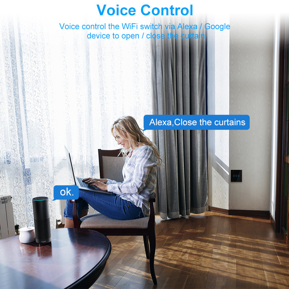 Interruptor inteligente WiFi para persianas motorizadas, enchufe de pared inteligente para persianas motorizadas, compatible con Smart Life, Tuya, Alexa y Google Home