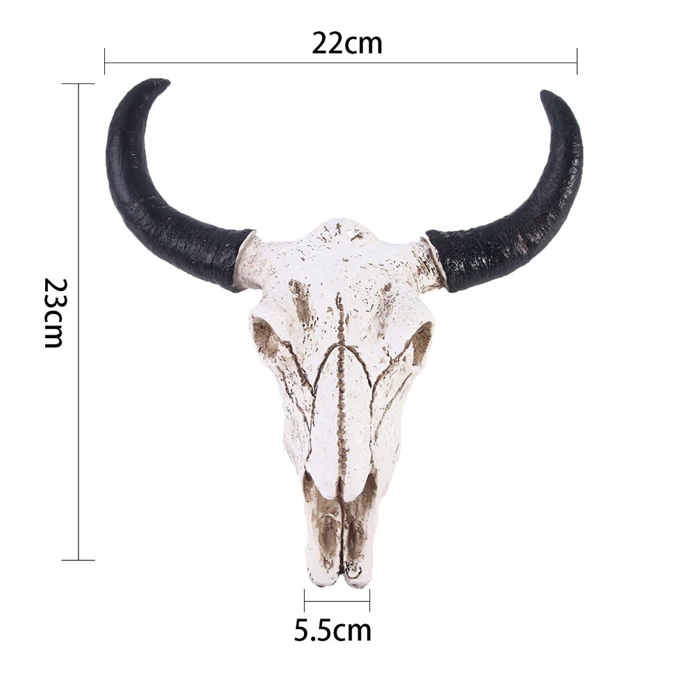 Żywica Longhorn krowa czaszka głowa ozdoby na ścianę 3D zwierząt dzikiej przyrody rzeźba figurki rzemiosło rogi na dekoracja domowa