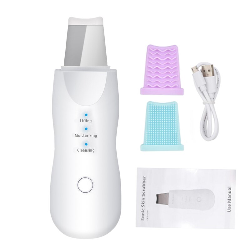 Appareil électrique de gommage de la peau, dissolvant de points noirs, spatule de Peeling du visage, Machine de Lifting du visage, amincissant, masseur à rouleau: white