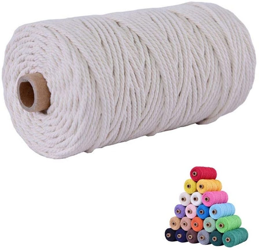 Natuurlijke Katoen Macrame Touw Koord 3Mm 109 Yard 100% Natuurlijke Katoen Muur Opknoping Plant Hanger Craft Maken Breien Koord touw