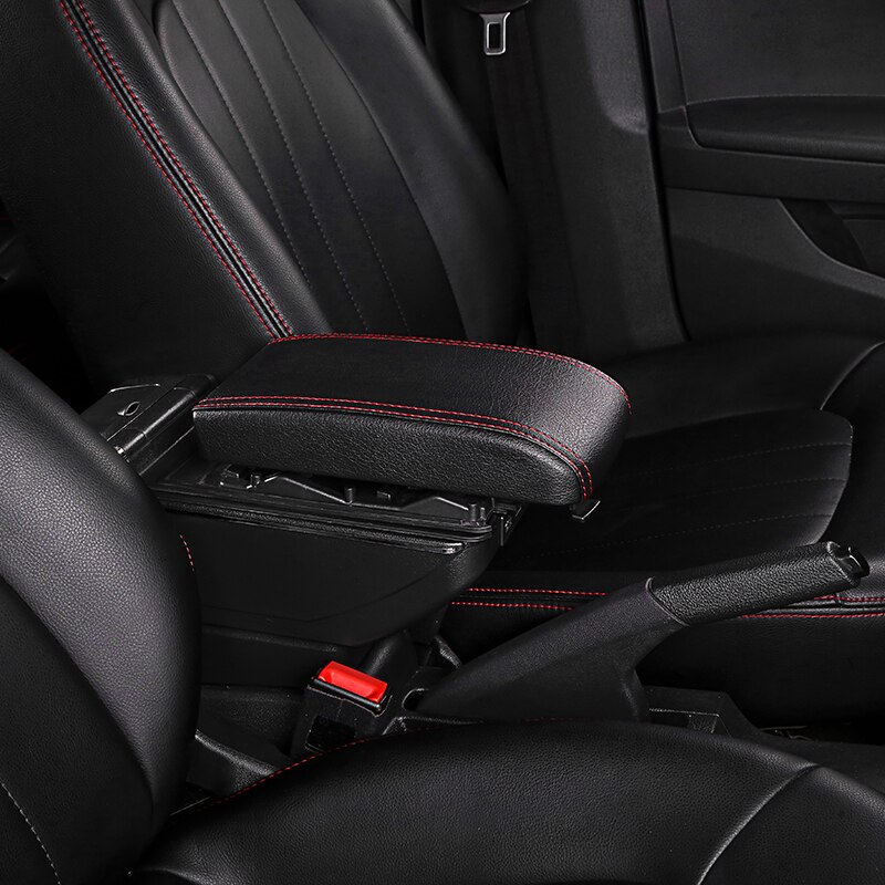 Accoudoir central en cuir synthétique pour ford ecosport, boîte de rangement, porte-gobelet, cendrier, accessoire de style automobile