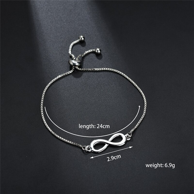 Trendy 8 Letters Verstelbare Armband Sieraden Voor Vrouwen Zilveren Kleur Infinity Aanmelden Armband & Bangles