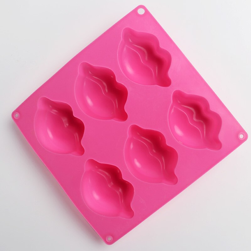3d læber form sæbe model silikone sæbe form seks-hullers smuk læbe håndlavet sæbe silikone form
