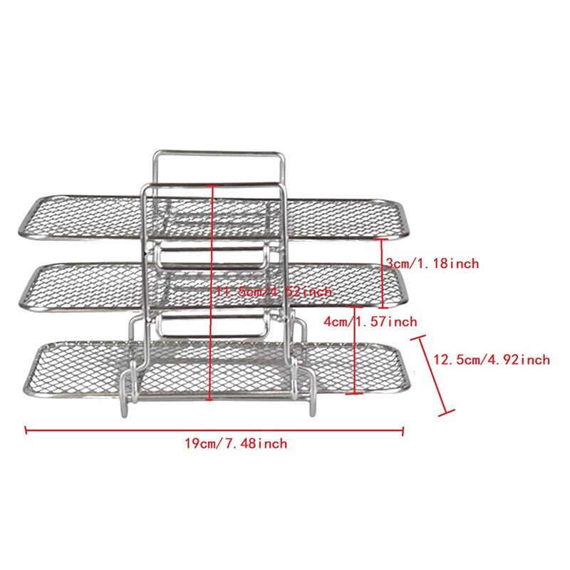 Grill Stand Air Fryer with Three Stackable Layers Food Grade Stainless Steel Dehydrator Rack Accessories