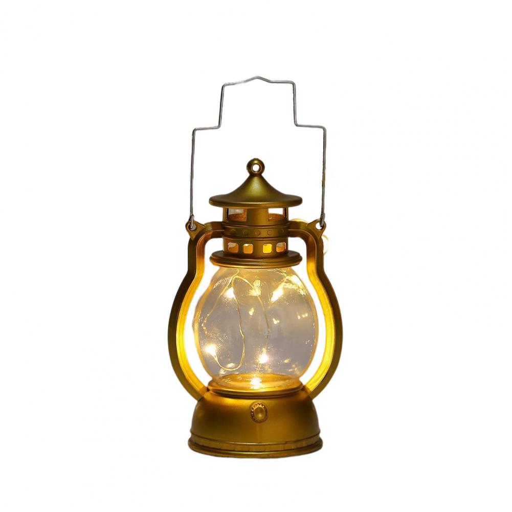 Retro Lantaarn Led Kaarslamp Zacht Licht Decoratieve Draagbare Vintage Kerst Elektrische Lamp: YELLOW
