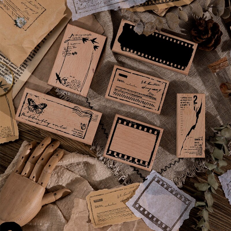 Sello de decoración de fondo de etiqueta de película Vintage sellos de goma madera para scrapbooking papelería DIY craft ESTAMP estándar