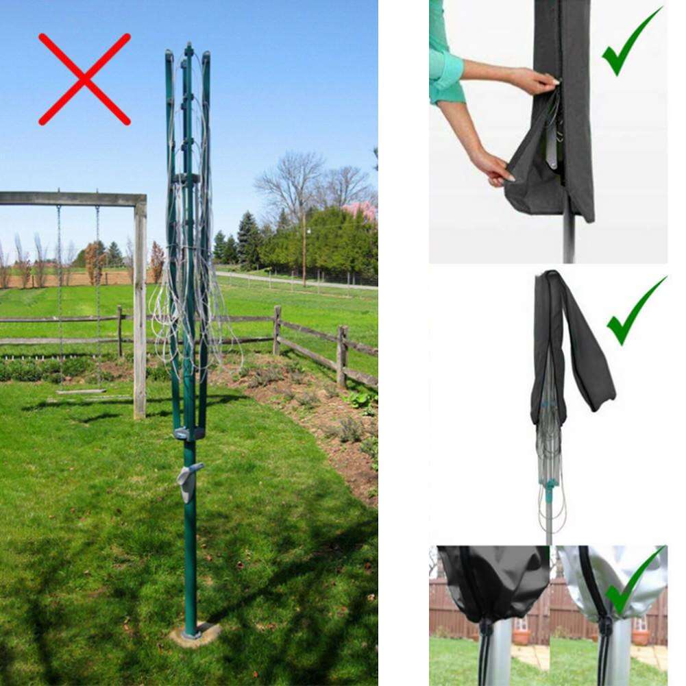 Outdoor Waterproof With Zip Oxford Cloth Garden Clothes Line Protective Coated Rotary Dryer Cover Dustproof Durable Drawstring