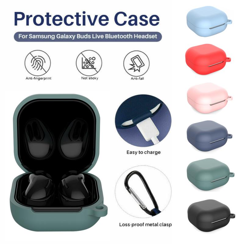For Samsung Galaxy Buds Live Dust-proof Case Shockproof Slim Silicone Earphone Cover And Ring Earphone Accessories