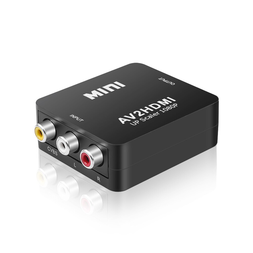 HDMI-compatible To AV Converter Adapter 1080P HD Video Composite Conversion Box HD To RCA AV/CVSB L/R Video Support NTSC PAL: black