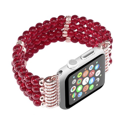 Strap Voor Apple Horloge Band 42Mm 44Mm 40Mm 38Mm 41Mm 45Mm Kleurrijke Comfortabele Handgemaakte parel Band Voor Iwatch Serie 7/Se/6/5/4/3: red / for 38mm 40mm 41mm