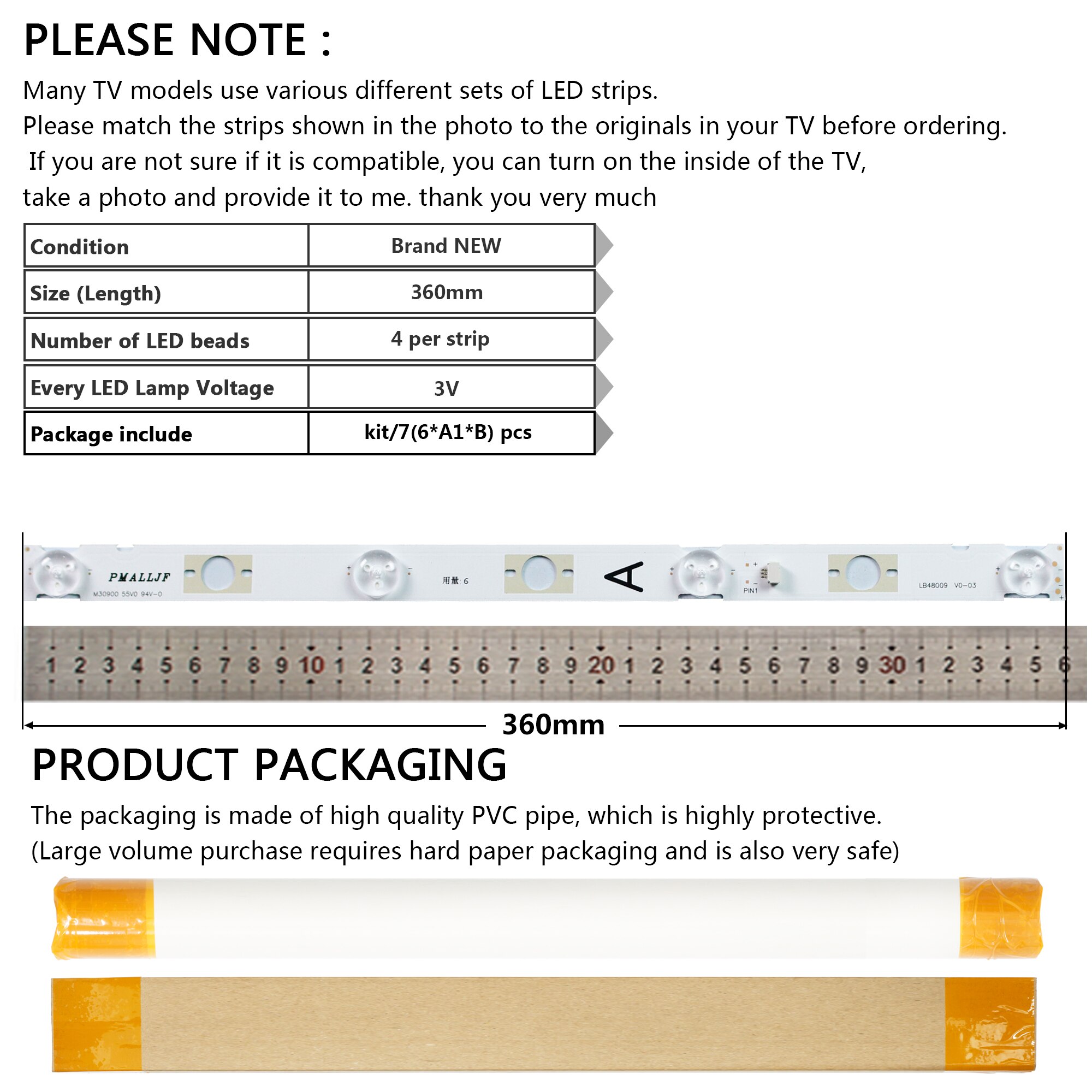 LED Backlight Lamps strip for Sony 48"TV KDL-48W650D LB48009 V0_03 M30900 NS6S480DND02 LSY480WN02-301 KDL-48W653 LSY480HN02-F02