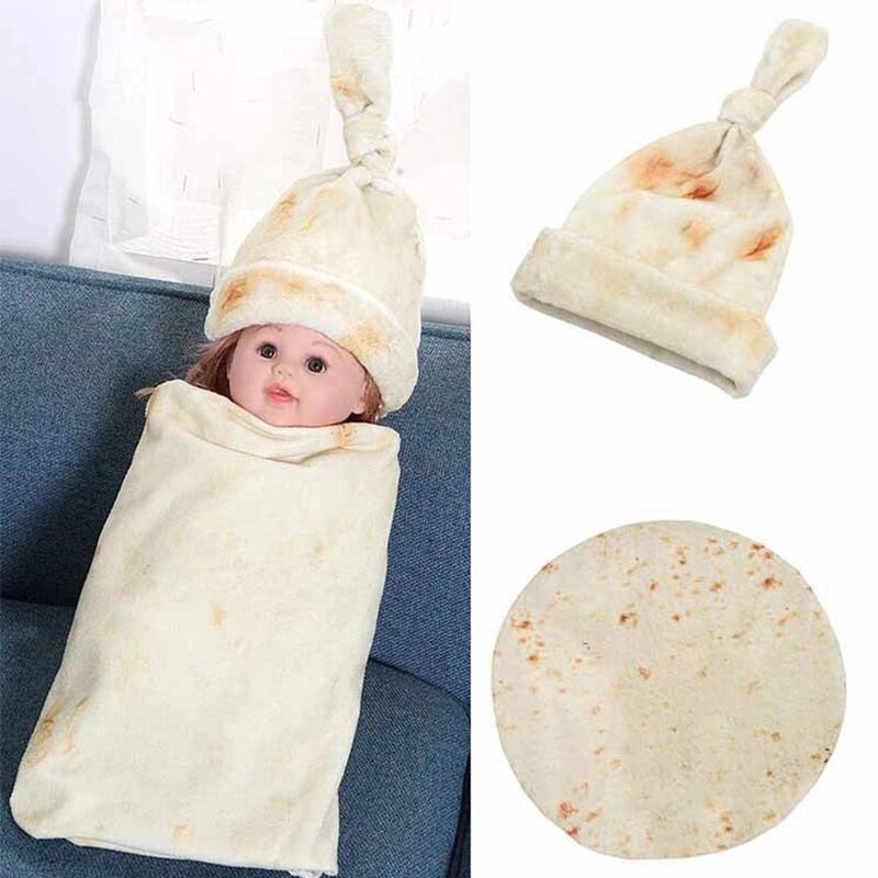 Burrito Coperta Del bambino Farina Tortilla Coperta a Pelo Morbido avvolgere Cappello di Alta Qualità Comodo Forniture Infantili Del bambino con Il Cappello