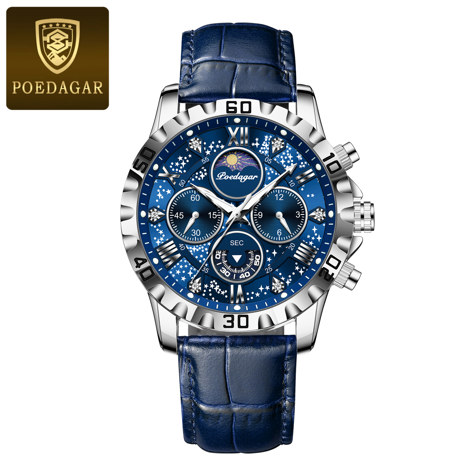 POEDAGAR Watch For Men Sport Quartz Man Wristwatch Waterproof Luminous Chronograph Leather Men's Watches Male Reloj: BRONZE