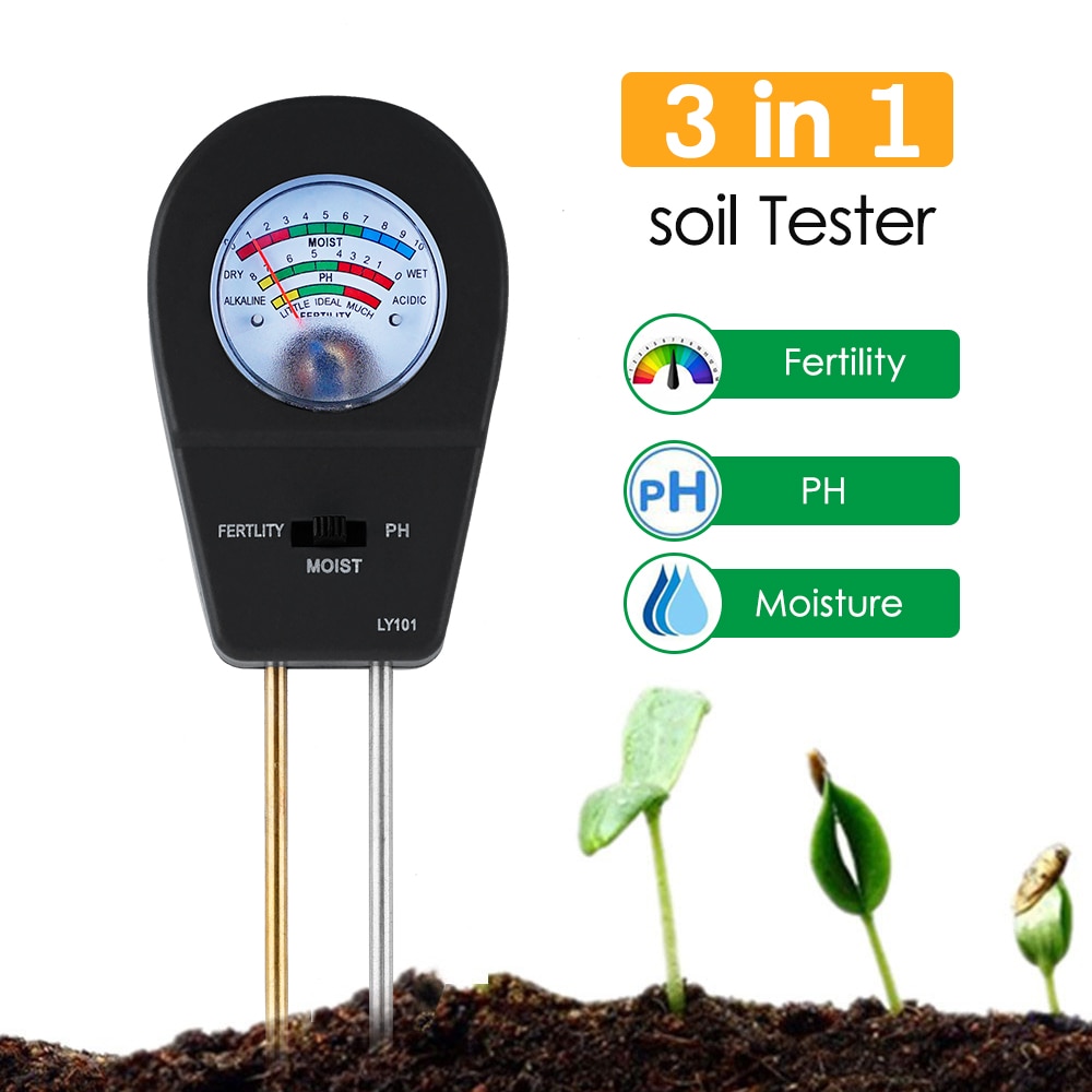 Kkmoon 3-In-1 Bodem Tester Bodem Ph Meter Met Vocht Vruchtbaarheid Ph Meter Tuinieren Tool Voor Farm gazon Geen Batterij Nodig Meter
