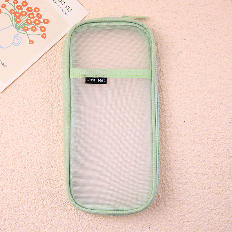 Kawaii Etui Doorzichtige Nylon Pen Etui Organizer Cartoon Potlood Doos Voor Meisjes Schattige Koreaanse Briefpapier Schoolbenodigdheden: Bourgondië