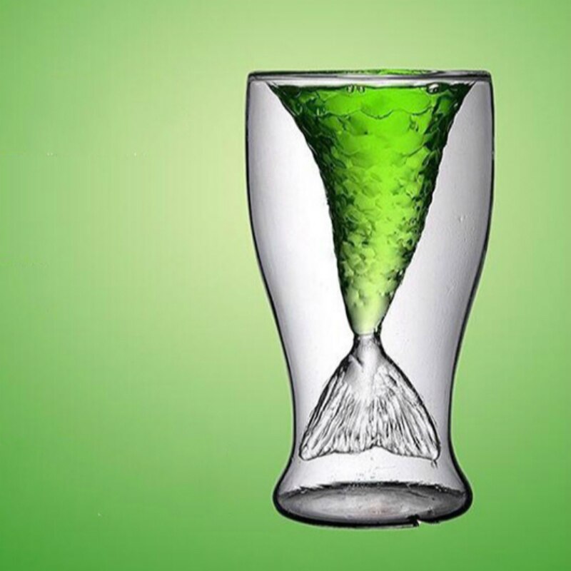 Originalitet hög bor kiselglas sjöjungfru koppar transparent dubbeldäck rödvin cocktail glasvara bar personlighet glas muggar