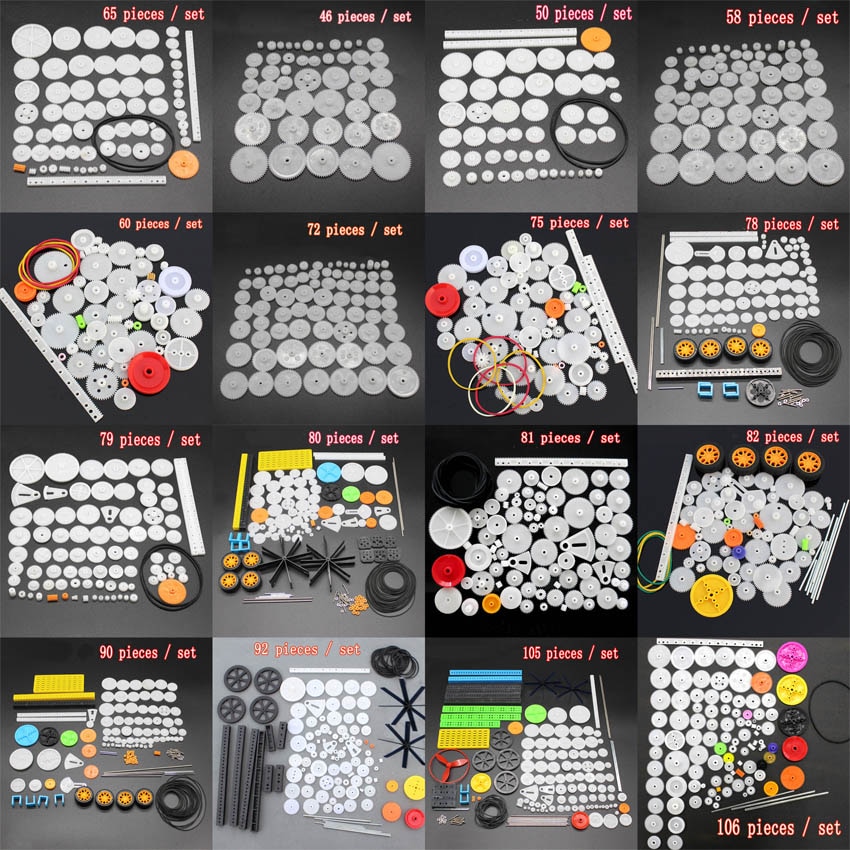 Verschiedene Getriebe Pakete Kunststoff Getriebe Kit Pulley Gürtel Welle Getriebe Wurm Crown Motor Getriebe Montage 0,5 Modul Zahnstange DIY spielzeug