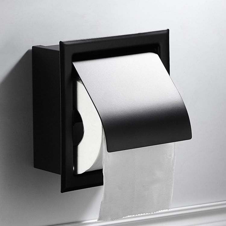 Recessed Toilet Paper Holder,Stainless Steel Double Roll Paper Box for Bathroom,Wall-Mounted Paper Storage Rack
