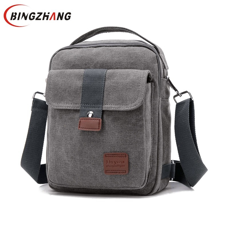 Heren crossbody tas canvas klein canvas grijs schouder messenger bags handtas borsttas tassen voor jongens tieners  l4-3242