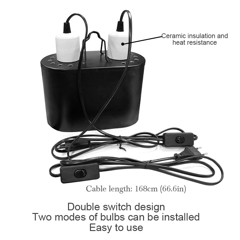 Dual Reptile Light Fixture for Reptile Dome Uvb Light Fixture Dual Lamp Cap Combo Integration Heat Lighting Lamp Kit