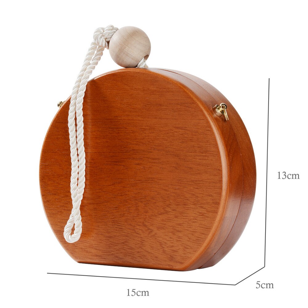 Wristlets Clutch Bag Runde Box Frauen Party Abendtasche String Umhängetasche Holz Material BG-020