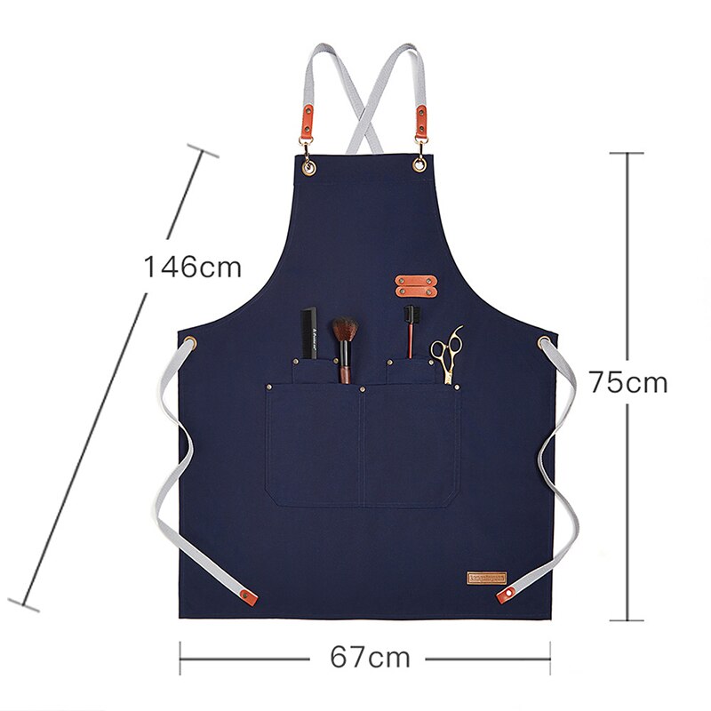 Effen kleur koken keukenschort voor vrouwen mannen chef-kok ober café winkel bbq kapper schorten slabbetjes keuken accessoire: Blauw b
