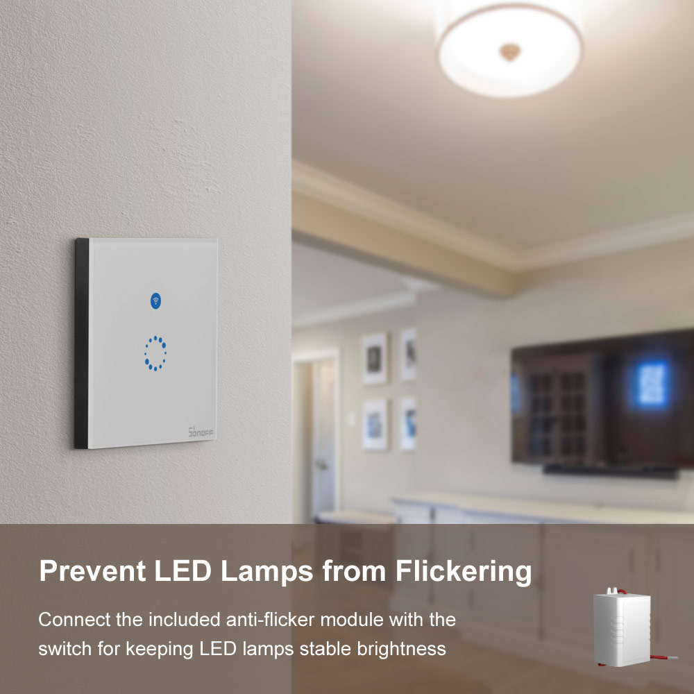 Itead SONOFF T4EU1C pas de fil neutre requis commutateur Wifi Smart mur interrupteur tactile interrupteur de fil de feu unique e-welink contrôle