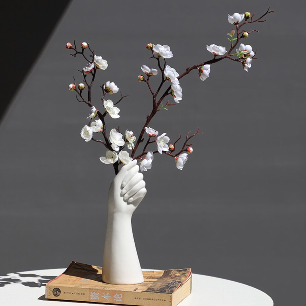 Hand Vase Flowers Ceramics Holder Modern Home Office Decor Floral Composition livingroom Ornament Vase Decoration