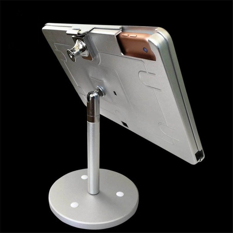 for ipad 10.2" 7th Gen desktop kiosk/ security display at hotel or bank / lock metal frame stand on table screw on countertop