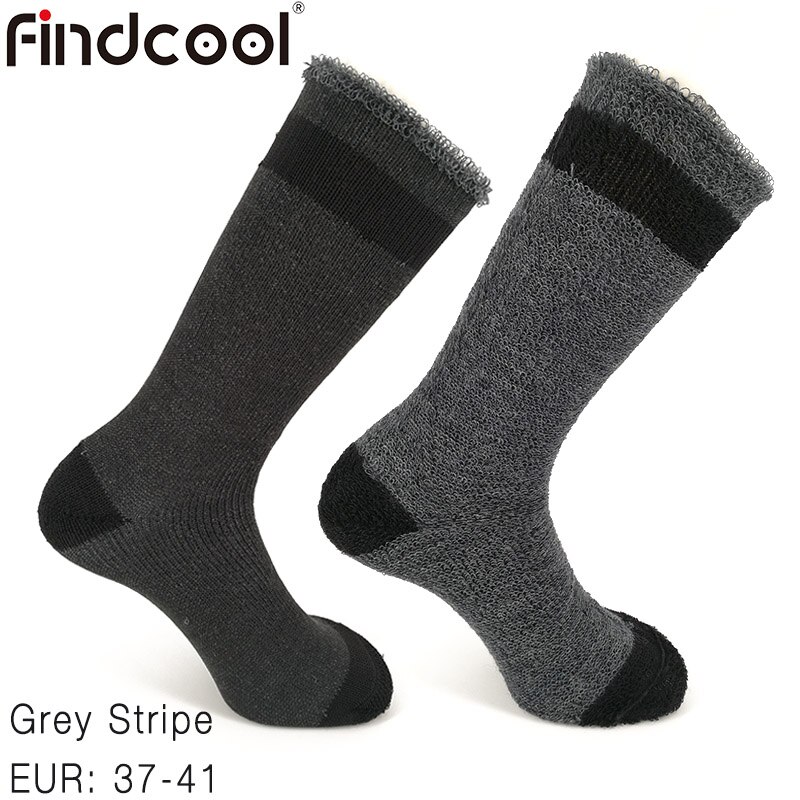 Findcool merinould tykke sokker til mænd og kvinder vinterklatring vandring skistrømper udendørs fiskeri skateboarding sokker: Sort stripeeur 37-41