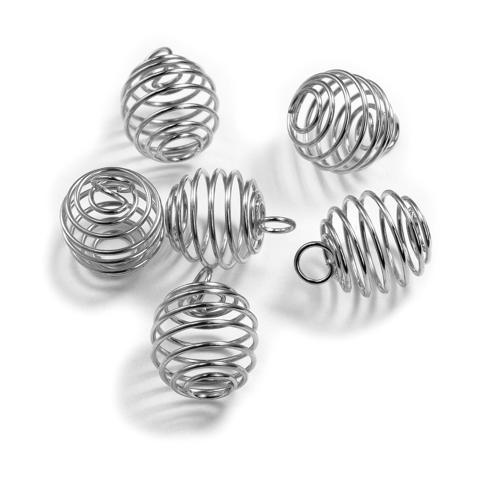 10/20/30 sztuk spiralne koraliki klatki wisiorki ze stali nierdzewnej złoto srebro kolor puste koraliki dla Charms Diy akcesoria do wyrobu biżuterii: White K / 8x9mm 30Pcs