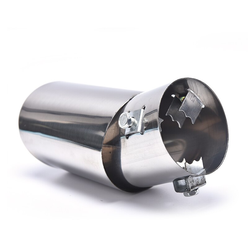 Universal Car Exhaust Muffler Tip Round Stainless Steel Car Tail Rear Chrome Round Exhaust Pipe Tail Muffler Tip Pipe Silver