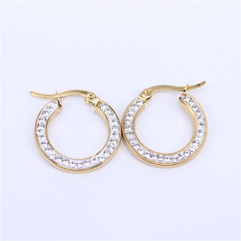 20/30/40/50/60Mm Slijtage Kristallen Oorbellen Rvs Populaire Vrouwen Selling 2 Kleur hoop Oorbellen Sieraden LHEH77: gold color 20mm