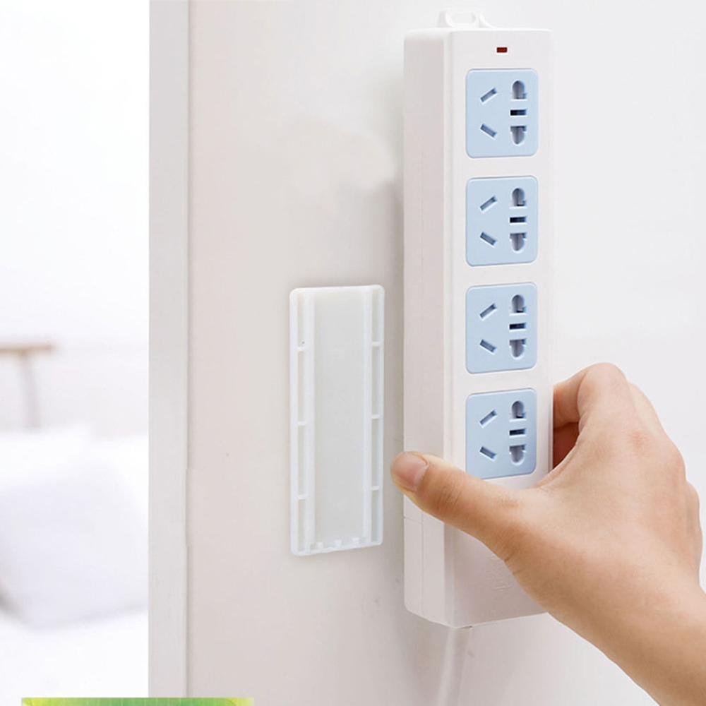 Wall-Mounted Sticker Punch-free Plug Fixer Home Self-Adhesive Socket Fixer Cable Wire Organizer Seamless Power Strip Holder