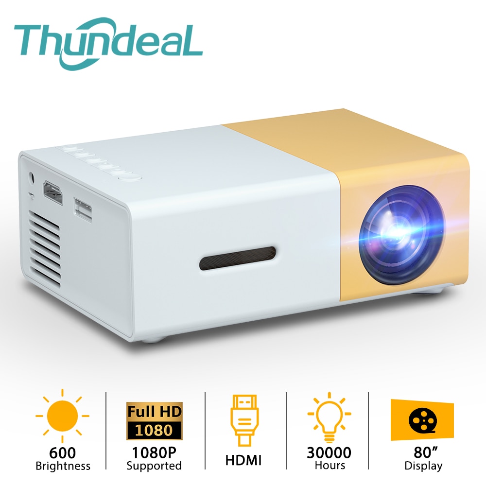 ThundeaL-miniproyector YG300 Pro, reproductor de vídeo multimedia para el hogar, YG-300 de Audio, USB, portátil, 1080P, , para niños