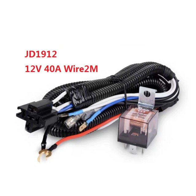 12/24V 40A Electric Horn Relay Wiring Harness Kit 5M Wire Waterproof For Grille Mount Blast Tone Horns motorcycle horn Wire: JD1912 12V 40A 2M