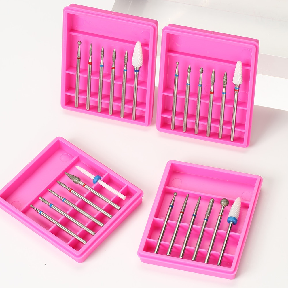 6 stücke Keramik Diamant Nagel Bohrer mischen Bits einstellen Fräsen Cutter für Manikübetreffend Elektrische Maschine Pedikübetreffend Gitter Nagel Kunst Zubehör