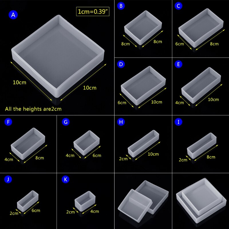 Silicone Mold DIY Square Rectangle Exopy Resin Mirror Crafts Jewelry Decoration