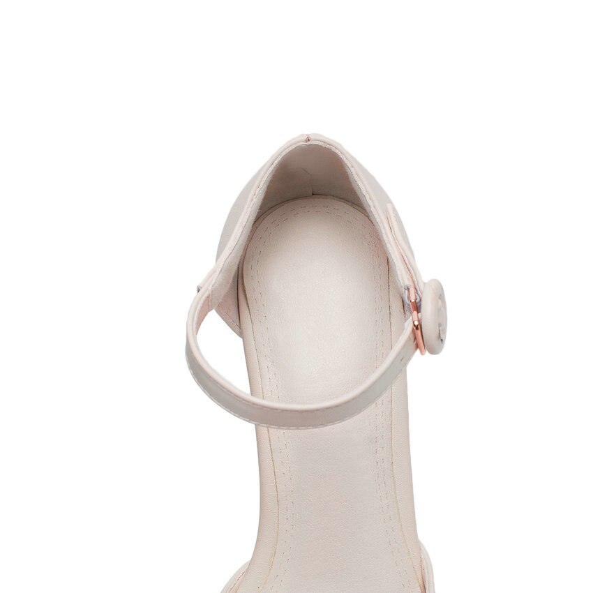 QUTAA carré haut talon boucle femmes chaussures en cuir souple PU femmes pompes bout rond décontracté unique chaussures grande taille 34-43