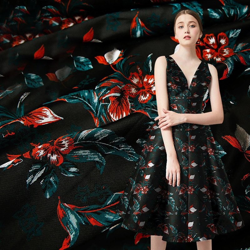 Satin jacquard tøj stoffer let luksus stof symaterialer til kjoler satin kjole og kjole med broderi