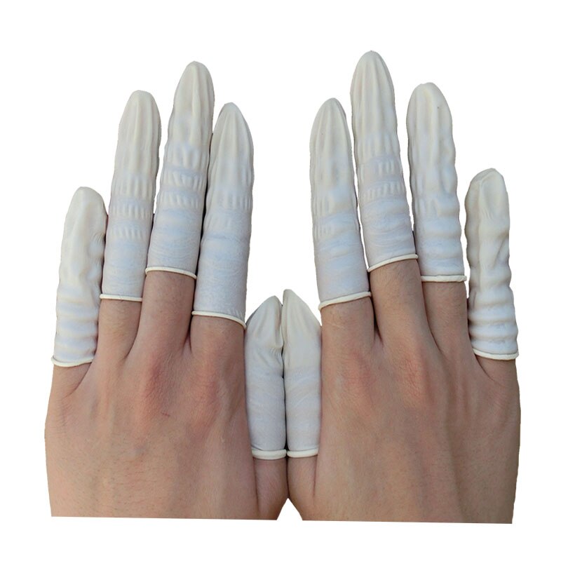 100 stk latex finger barnesenge manicure arbejdshandsker skridsikker antistatisk latex fingerspids fingre beskyttelse engangs gummidæksler: Hvid 500g