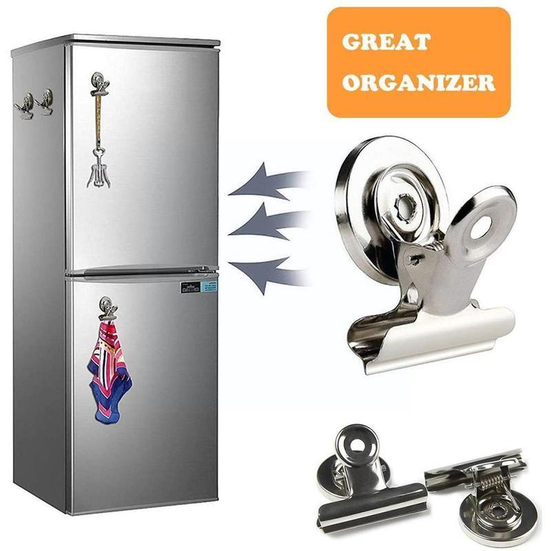 Metal Fridge Magnetic Stickers Clips Fridge Wall Memo Magnet Note Strong Holder Message Magnetic Whiteboard Clips Clamp U8M1