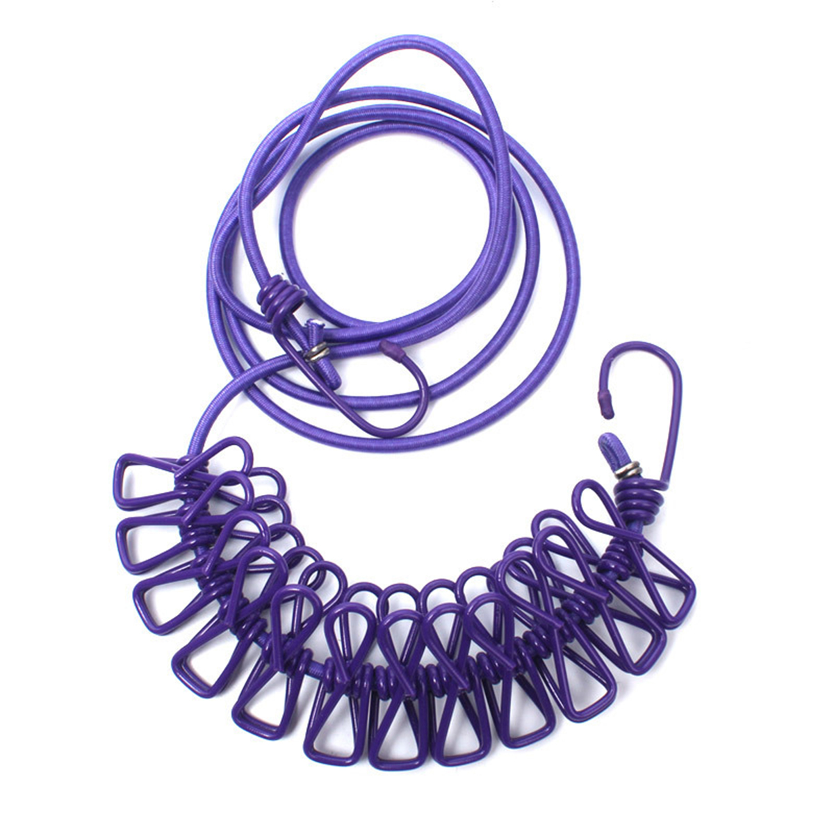 Tendedero ajustable retráctil de viaje portátil para acampar, con 12 Uds. De Clips, secado de ropa para exteriores e interiores, 1 ud.: Morado