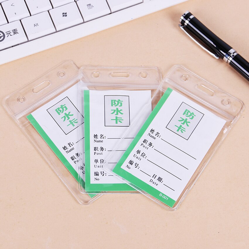 10PCS PVC ID Badge Case Clear and Transparent Holes Bank Credit Card Holders ID Badge Holders Accessories