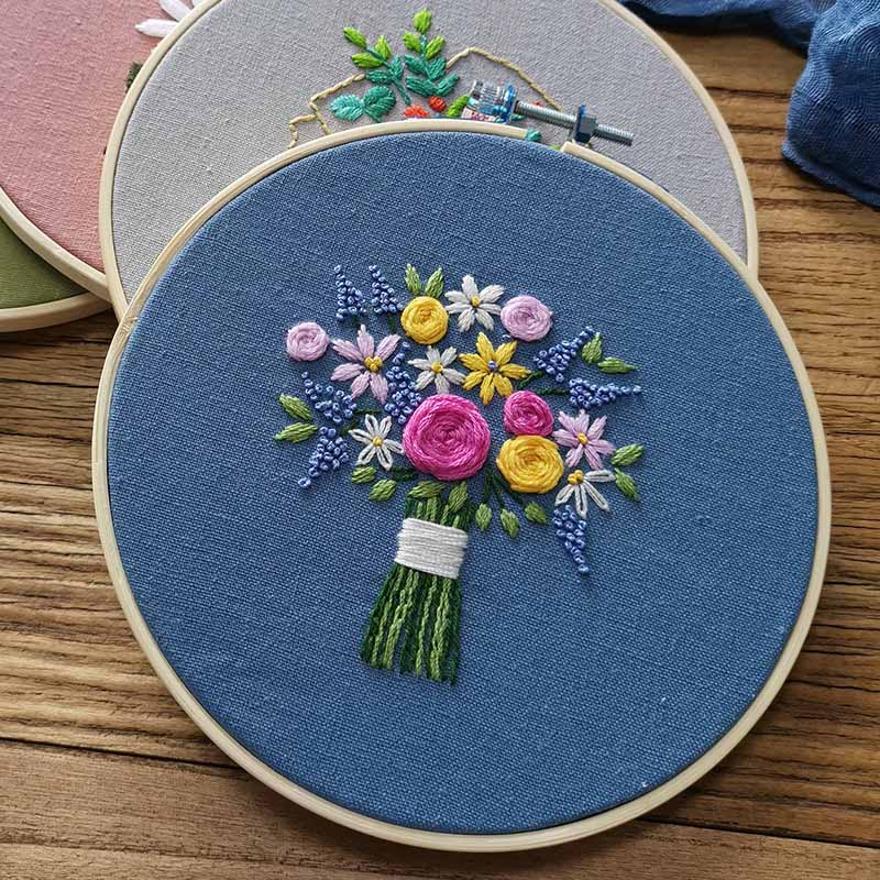 Enkel blomma växt gör det själv broderi kit tryckt blomma handarbete korsstygn set med båggunga konst handarbete hantverk heminredning: 10